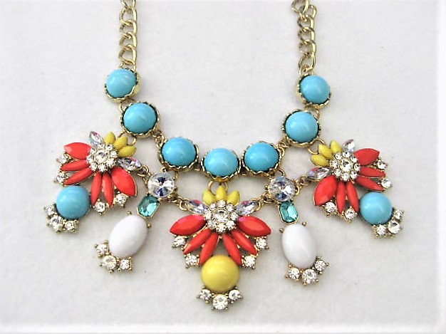 Colorful Beaded Drape Bib Necklace