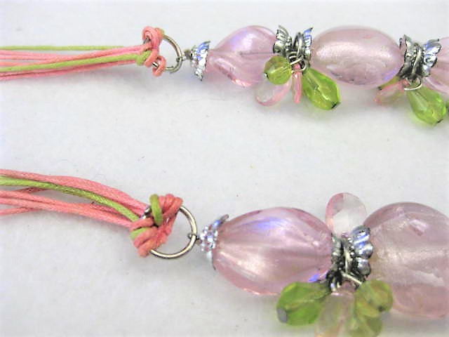 Pink & Green Springtime Glass Necklace