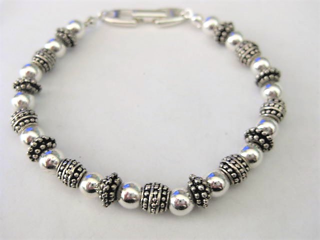 Two-Tone Silver Beaded Bracelet by Napier