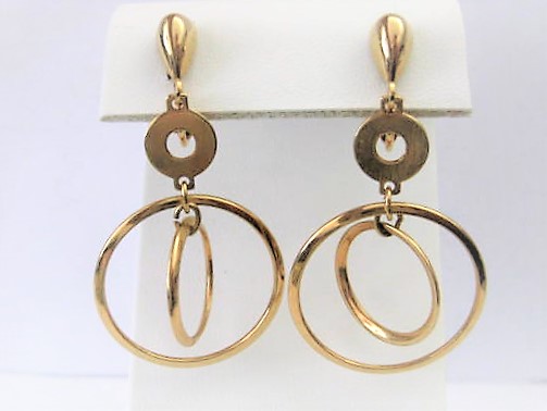 Gold Drop Rings Clip Earrings by Park Lane