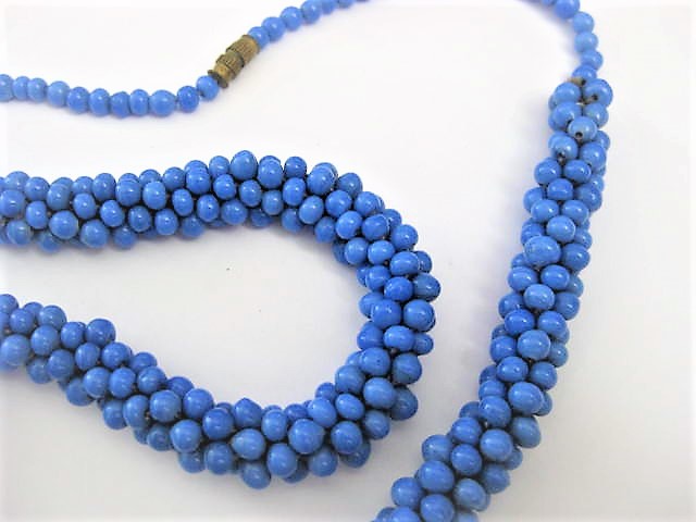 Cobalt Blue Glass Beaded Necklace 