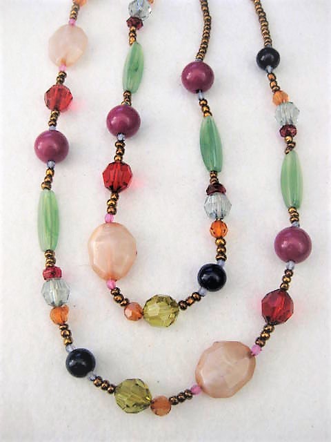 Long Colorful Acrylic Beaded Necklace