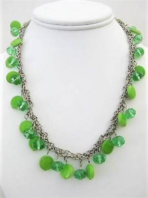 Two-Tone Green Beaded Necklace