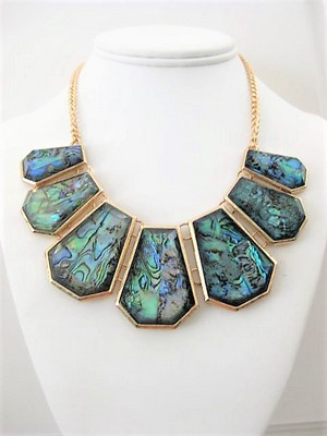 Abalone Shell Bib Pendant Necklace