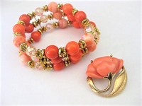 Orange & Coral Pin Bracelet Set  by Avon