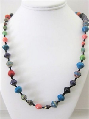 Paper Beads Long Necklace