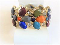 Bejeweled Cabochon Rhinestone Stretch Bracelet