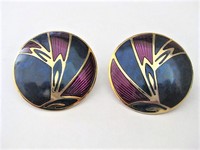 Maroon Navy Pierced Earrings  by Edgar Berebi