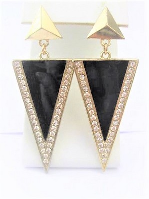 Black & Gold Abstract Large Earrings