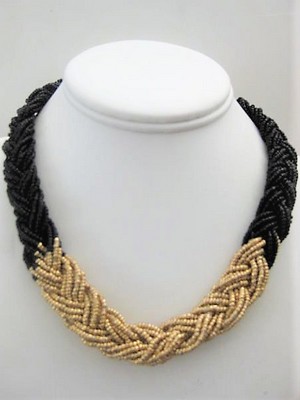 Black & Gold Beaded Necklace