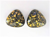 Black Gold Speckled Clip Earrings