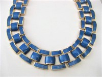 Bold Blue & Gold Chain Link Necklace