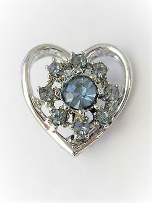 Blue Rhinestone Heart Pin