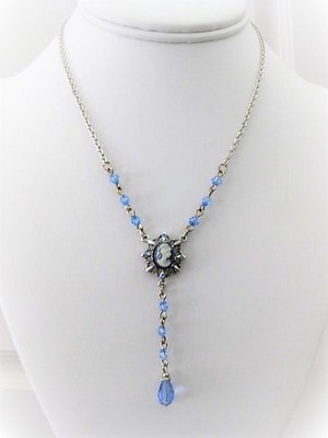 Blue Cameo Y Necklace  by 1928