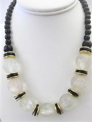 Black White Large Bead Necklace