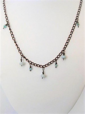 Apatite and Amazonite Gemstones on Antique Brass Chain