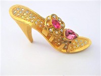 Pave Crystal Gold Sandal Shoe Pin   by Butler