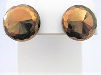 Copper Acrylic Button Pierced Earrings