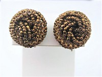 Copper Beaded Clip Earrings