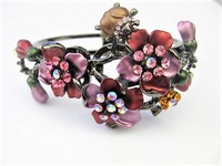 Flowers & Ladybug Clamper Bracelet