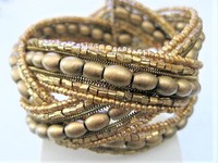 Gold Bead Cuff Wrap Bracelet