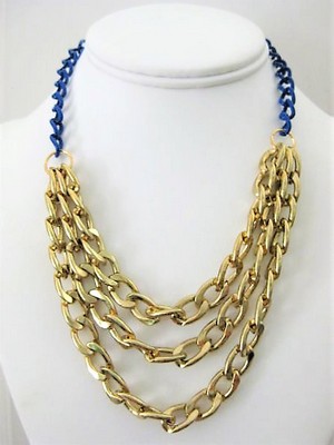 Gold Navy Chunky Chain Necklace