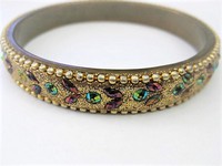 Gold Glittered Crystal Bangle Bracelet