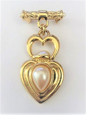 Gold Heart Drop Crest Pin   by Jaclyn Smith