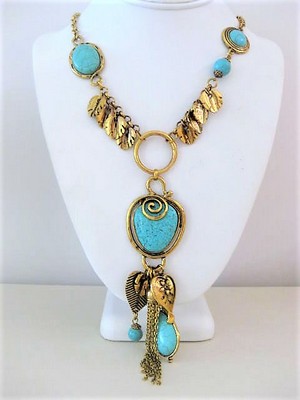 Antique Gold & Turquoise Statement Necklace