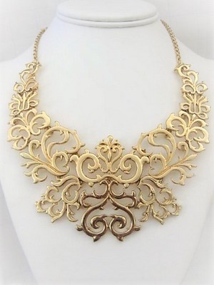 Golden Scroll Bib Statement Necklace  by Charming Charlie