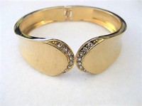 Gold-tone Rhinestone Clamper Bracelet