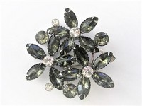 Smoky Grey-Green Flowers Brooch