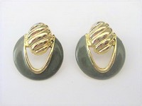 Gold & Grey Classic Pierced Earrings