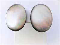 Oval Abalone Shell Pierced Earrings