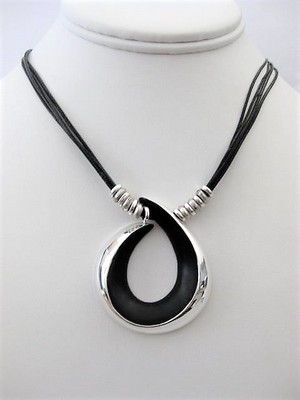 Silver & Black Modernist Necklace