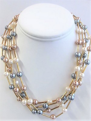 Multi Strand Neutral Pearl Necklace  by Avon