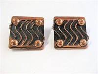 Copper Square Mod Clip Earrings