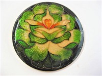 Orchid Enamel Round Brooch