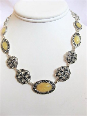 Ivory and Marcasite Choker Necklace