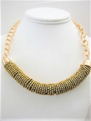 Gold Seed-Bead Necklace