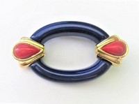 Retro Navy Red Oval Pin