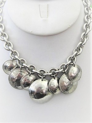 Silver Statement Coin Bib Necklace   by Sperry