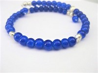 Blue Glass &  Silver Wrap-around Bracelet