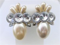 Bold Pearl & Sequin Clip Earrings