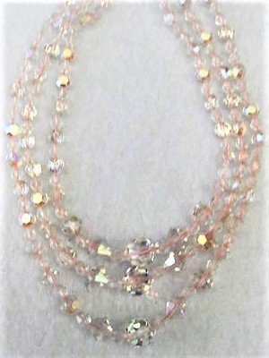 3-Strand Pink Crystal Retro Necklace