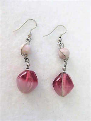 Cranberry Bead Glass Drop Earrings