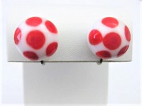 Red Dotted Screw-on Earrings