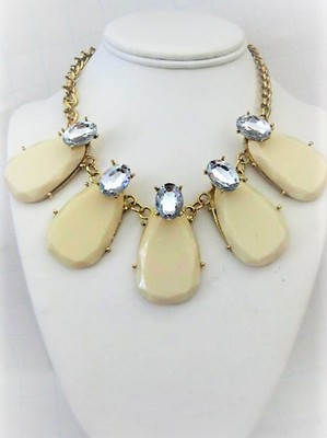 Ivory Teardrop Statement Bib Choker Necklace