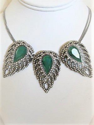 Emerald Green Teardrop Trio Pendant Necklace  by Jessica Simpson