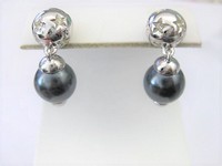 Silver & Grey Ball Designer Pierced Earrings  by Joan Rivers